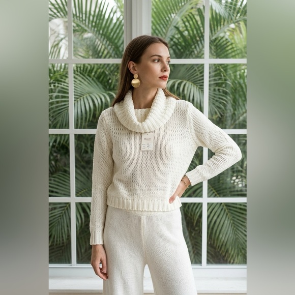 Marled Sweaters - Miracle Cream Cowl Neck Cable knit Sweater